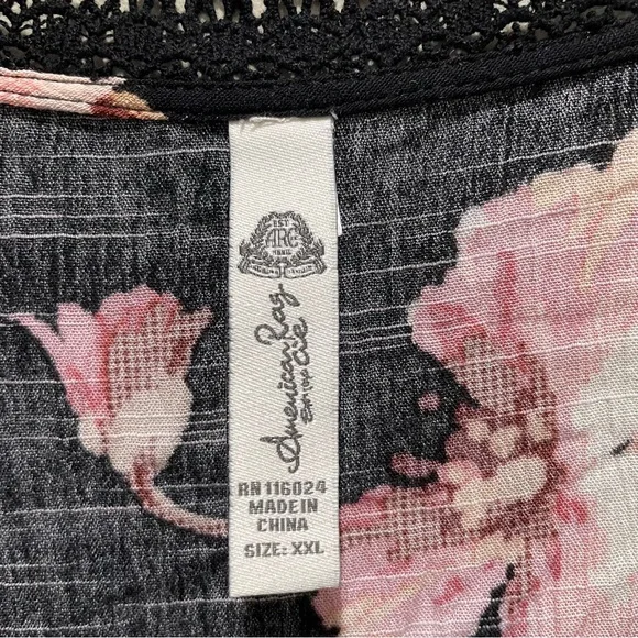 American Rag Floral Black Lace Trim Long Sleeve Dress Women’s Size XXL - Picture 7 of 9